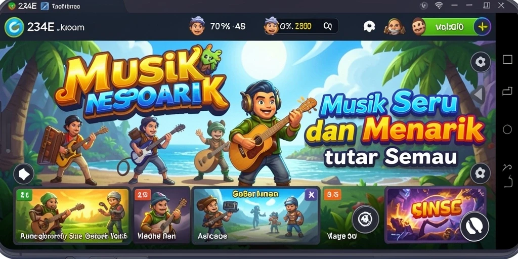 Tampilan gameplay menarik dalam aplikasi 234E yang penuh musik.