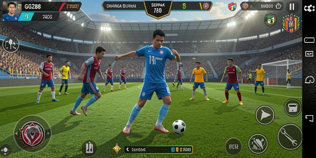 Screenshot GG288 menampilkan momen seru dalam pertandingan sepak bola.