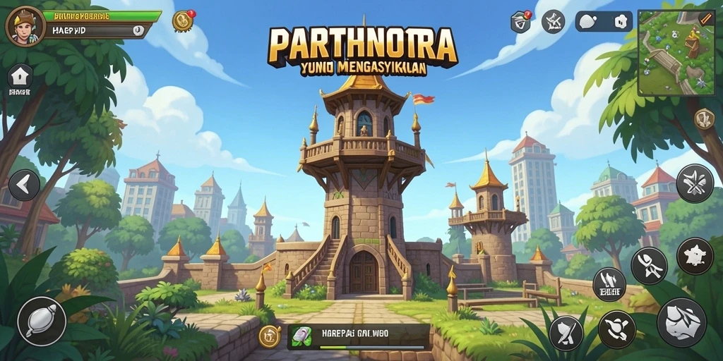Tampilan gameplay menara pertahanan yang mendebarkan di HARAPJP.