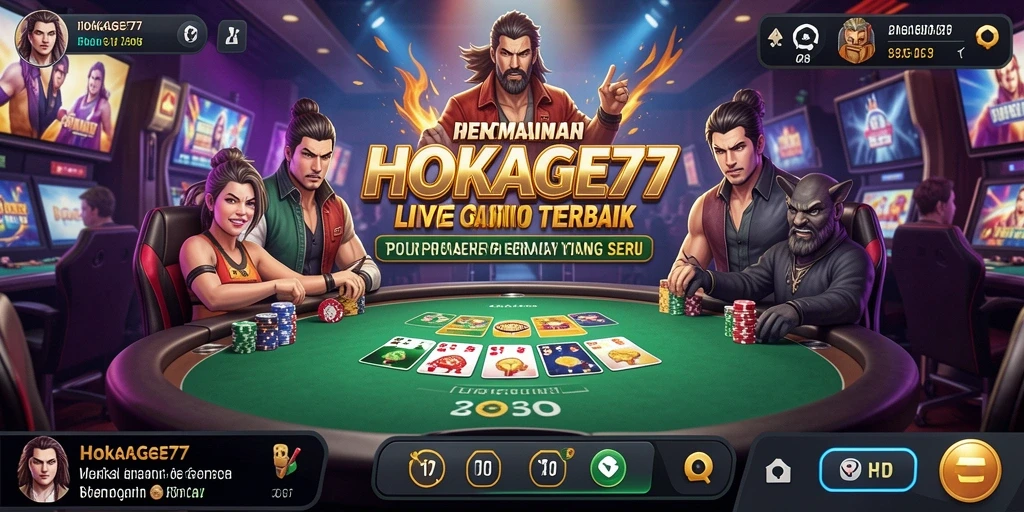 Tampilan bermain HOKAGE77 dengan dealer langsung yang profesional.