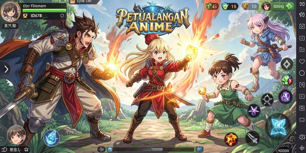 Tampilan gameplay ID678 yang penuh aksi dan warna-warni.