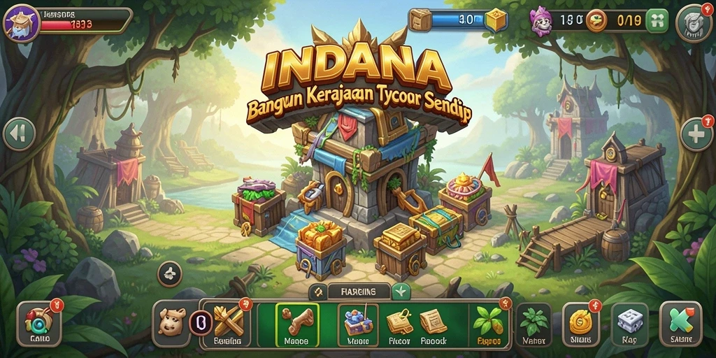Tampilan gameplay seru INDAAA dengan manajemen bisnis yang menarik.
