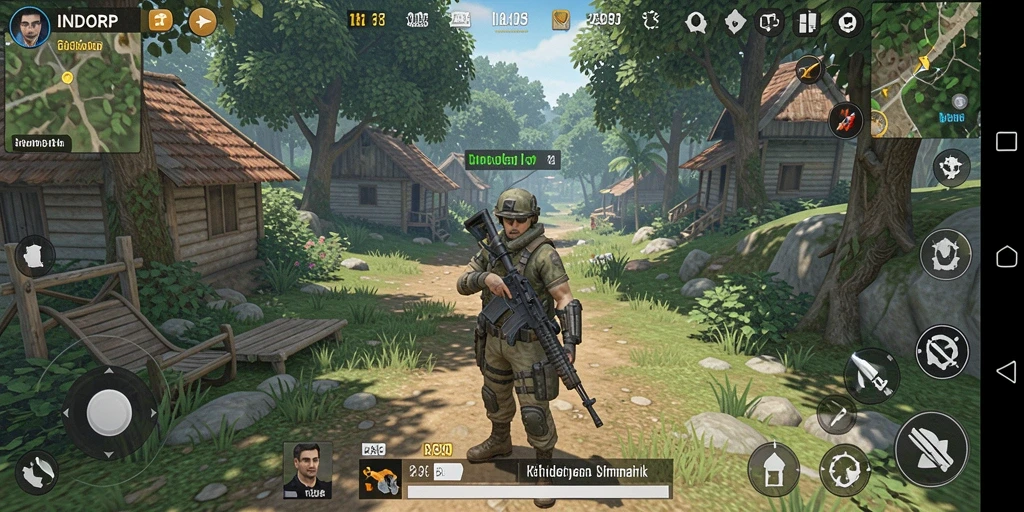 Tampilan gameplay INDORP yang menampilkan dunia simulasi kehidupan yang kaya.