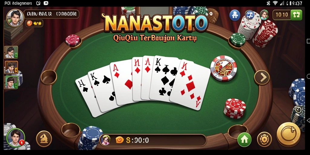 Screenshot NANASTOTO menampilkan momen seru dalam permainan QiuQiu.