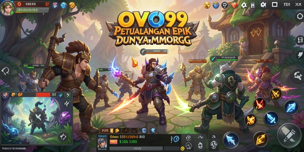 Screenshot gameplay OVO99 dengan pertempuran seru dalam dunia MMORPG.