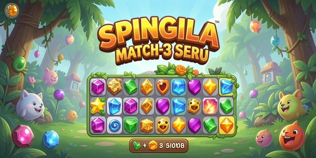 Tampilan gameplay SPINGILA yang menyenangkan di kategori Match-3.