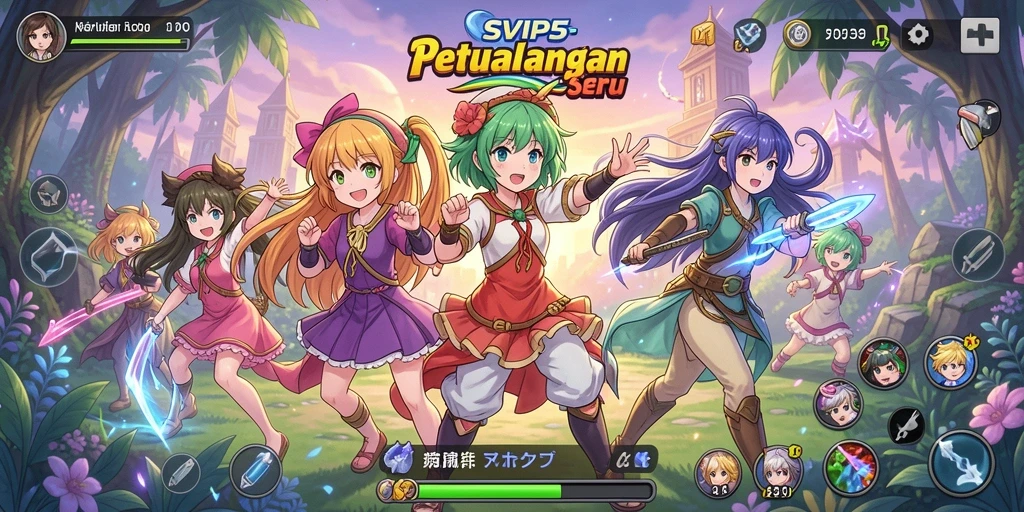 Screenshot gameplay SVIP5 menampilkan pertarungan karakter Anime yang seru.